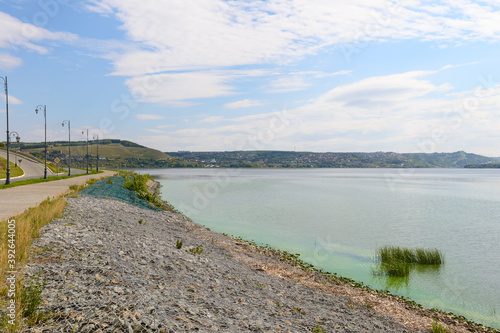 Wallpaper Mural River embankment with paved road and lights Torontodigital.ca