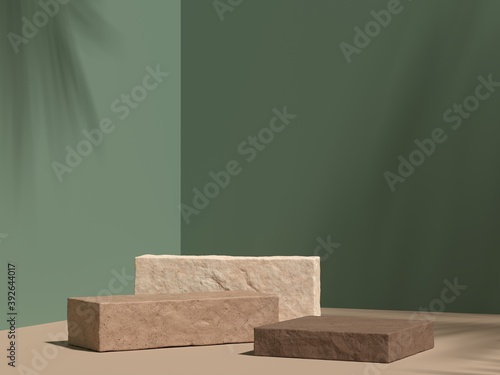 Abstract background, mock up scene with podium geometry shape for product display. 3D rendering photo