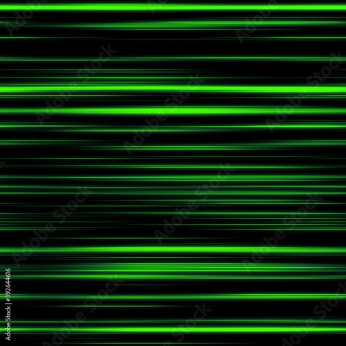 Seamless light trail pattern on black background. High quality illustration. Futuristic speed of light surreal glowing streaks. Blurred abstract highway traffic for background or wallpaper.