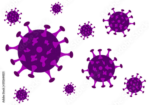 CMYK Corona virus drawings isolated on white. Corona virus pandemic