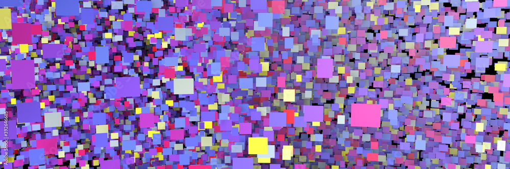 Abstract background of many colored squares. Geometric structure. 3D-visualization Abstract background of many colored squares. Geometric structure. 3D-visualization