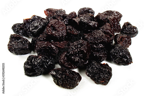 Dried Plums on white Background Isolated