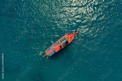 Sailboat in the sea in the evening sunlight over beautiful sea background, luxury summer adventure, active vacation in Mediterranean sea, Turkey © arthurhidden