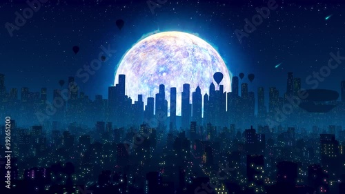 The Mercurians Cyberpunk City Retro Future Seamless Loop  VJ Nightsky Blue Energy Mercury 3D animation Abstract City of Future Mesmerizing Feeling Good Music Video Background Calm Throat Chakra Opener