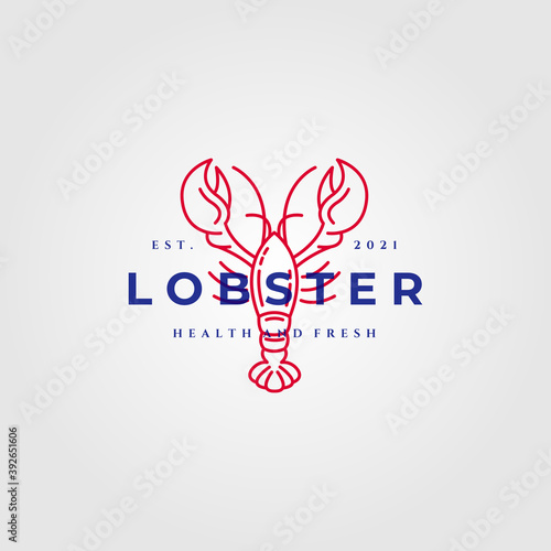 lobster logo vintage line art label illustration vector design