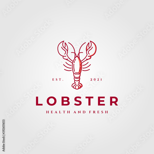 lobster logo line art minimalist vector illustration design