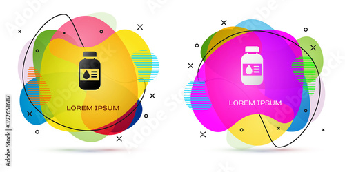 Color Printer ink bottle icon isolated on white background. Abstract banner with liquid shapes. Vector.