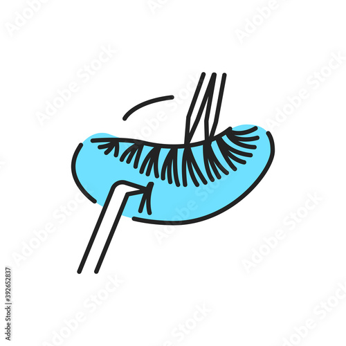 Eyelash extensions color line icon. Pictogram for web page, mobile app, promo.