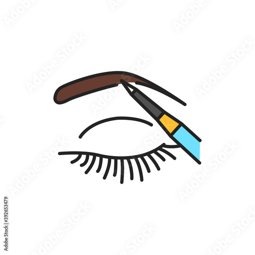 Eyebrow tattoo color line icon. Pictogram for web page, mobile app, promo.