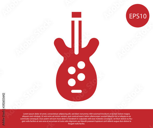 Red Electric bass guitar icon isolated on white background. Vector.