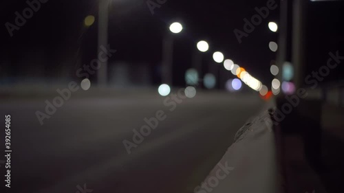 Unfocused fairytale Boulevard. Nightlife. Empty road of the night city. the lights of sin city.