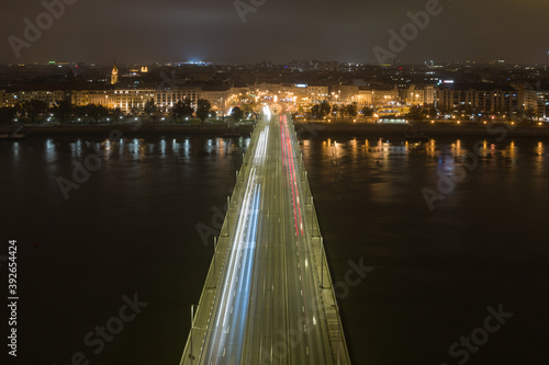 Hungary - Budapest nightlife and night colours from drone view