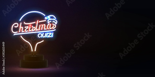 Vector realistic isolated neon sign of Christmas Quiz logo for template decoration and invitation covering. Concept of Merry Christmas and Happy New Year.