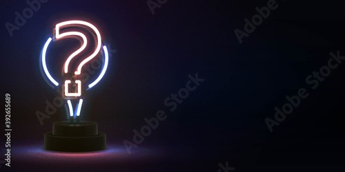 Vector realistic isolated neon sign of Quiz logo with copy space for template decoration and covering. Concept of trivia night and question.