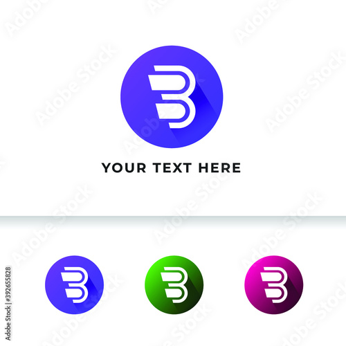 Colorful letter B logo template, Modern professional creative gradient B letter logo icon.