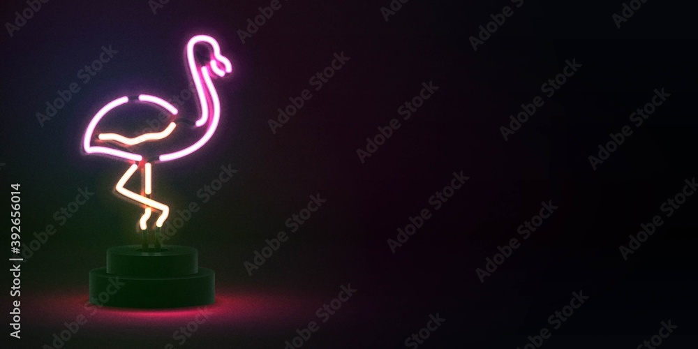 Vector realistic isolated neon sign of Flamingo logo with copy space for template decoration and wallpaper covering.