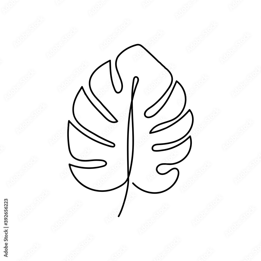 Plakat rcznie rysowane li monstera z koncepcj konspektu. Ilustracja  wektorowa #392656223 - Tropikalne - Plakaty | ecowall24.pl