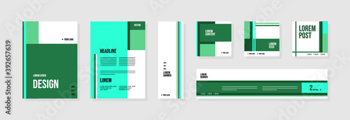 Set of abstract template layouts with creative shapes, suitable for business project events, flyers/leaflet, banner ads, brochure covers, identity, and social media posts. Vector backgrounds.