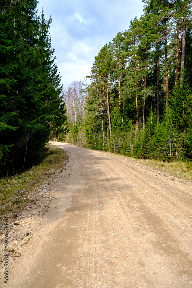 countryside dirt road gravel in perspective in summer countryside dirt road gravel in perspective in summer
