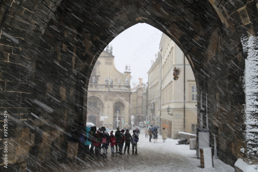 Prague in the snow.