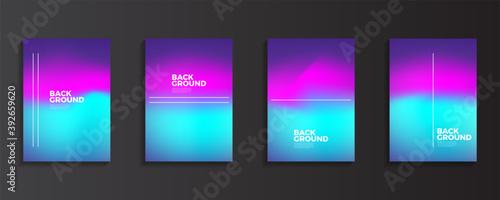Set of covers design templates with bright blurred background. Trendy modern design. Vector templates for annual report, poster, flyers, and cover. Vector illustration.