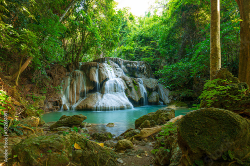 Dong Pee Sua Waterfall Huay Mae Khamin  Kanchanaburi Province  Thailand