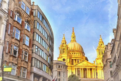 View on St Paul's Cathedral colorful painting looks like picture