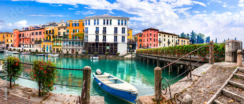 Peschiera del Garda - charming village with colorful houses in beautiful lake Lago di Garda. Verona province, Italy photo