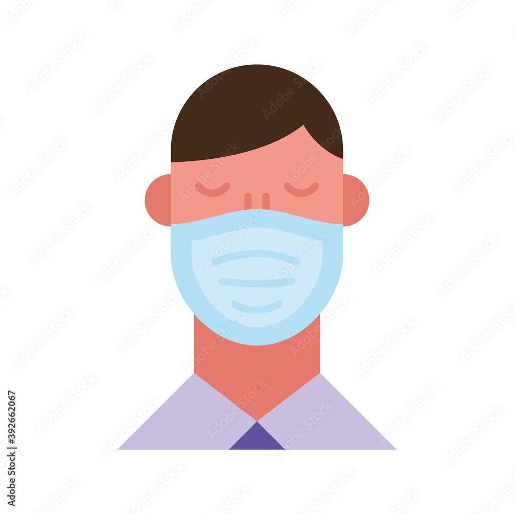 man using face mask flat style icon
