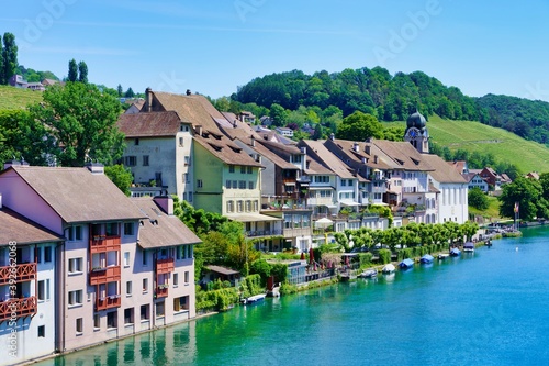 The village of Eglisau at the Rhine river.