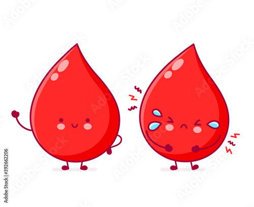 Cute happy and sad funny blood drop