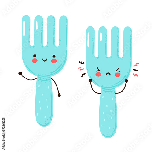 Cute happy and sad funny fork