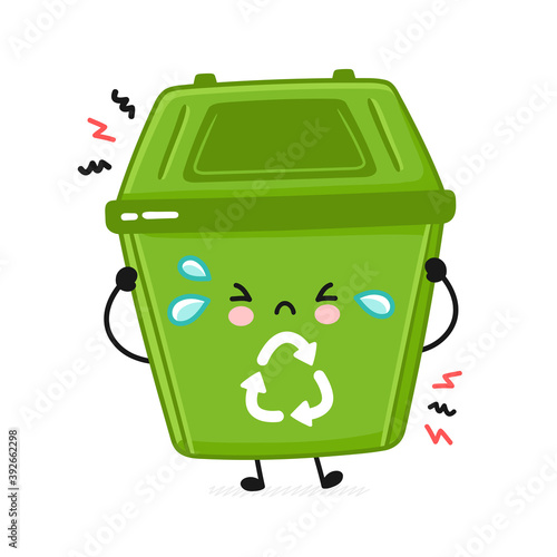 Cute sad garbage container. Vector