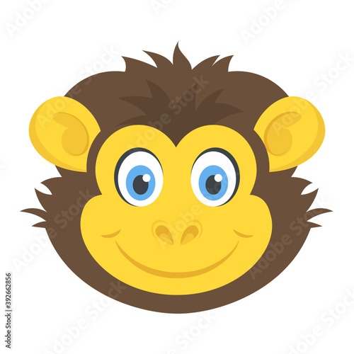 
Chimpanzee head of cartoon animal 
