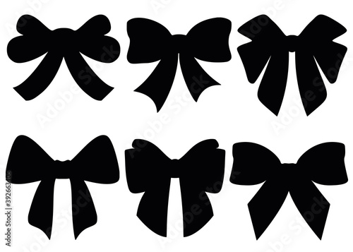 Beautiful bows in the set. Vector image.