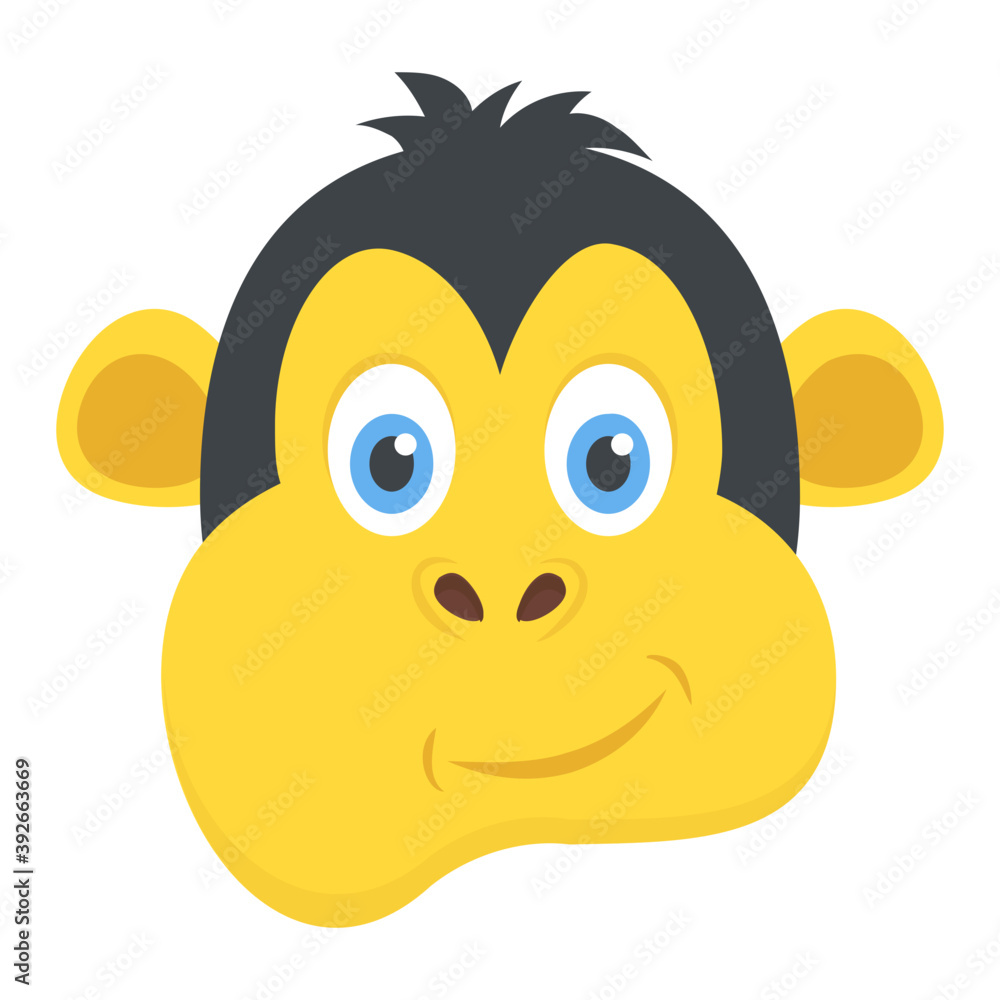 
A funny smiling monkey face, wild animal
