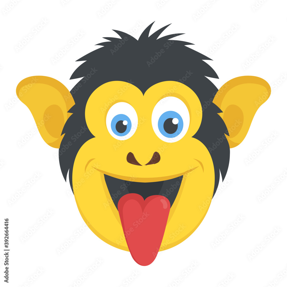 
A funny smiling monkey face, wild animal
