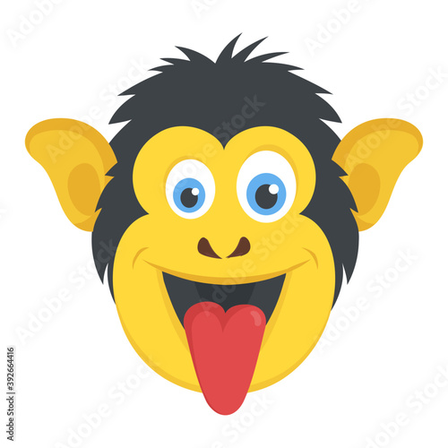 
A funny smiling monkey face, wild animal
