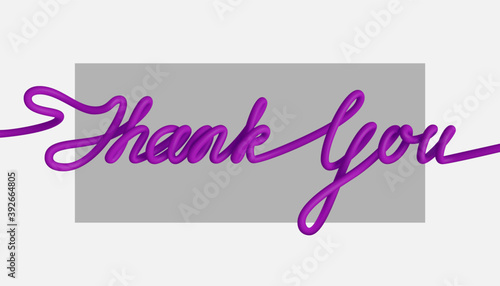3D text - Thank You. One line drawing of phrase. Vector illustration