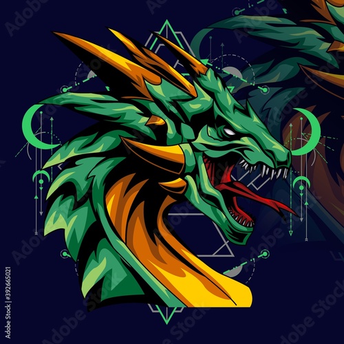 DRAGON VECTOR HEAD MOON photo