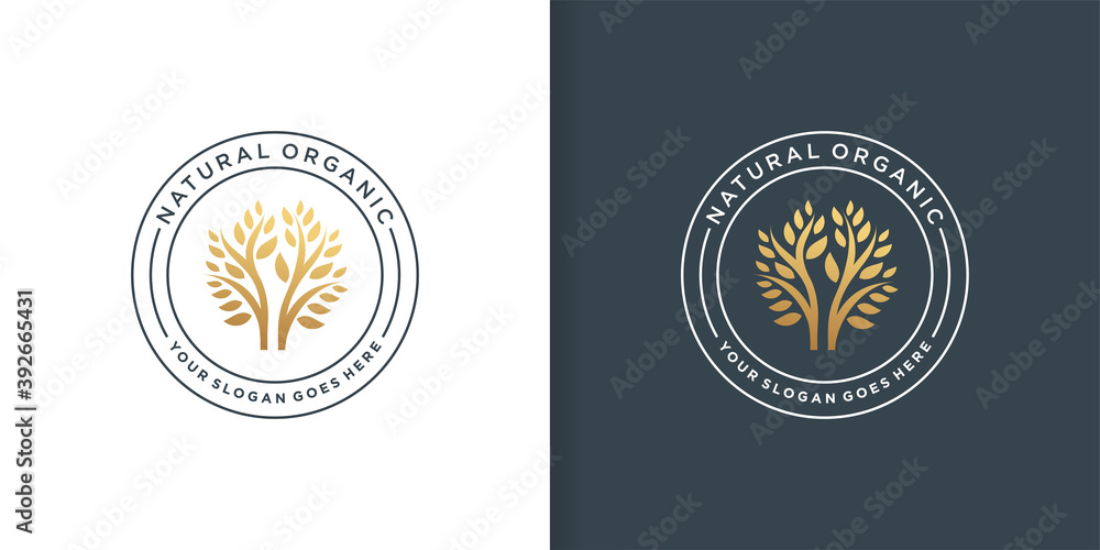 Natural organic logo template, unique, emblem, Premium Vector