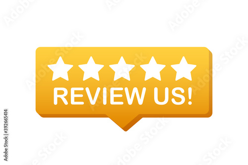 Review us User rating concept. Review and rate us stars. Business concept. Vector illustration.