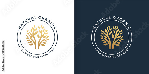 Natural organic logo design template Premium Vector
