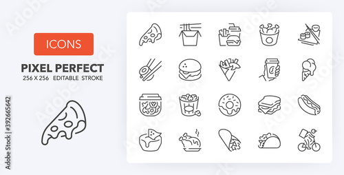 fast food line icons 256 x 256