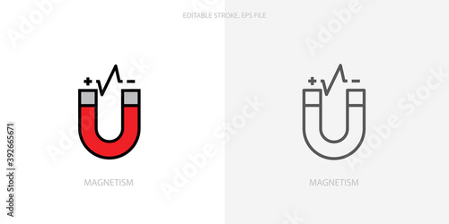 Magnetism icon for your website, logo, app, UI, product print. Magnetism concept flat Silhouette vector illustration icon. Editable stroke icons set