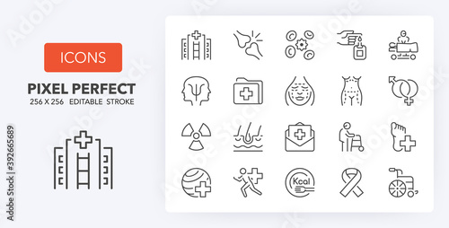 medical care 3 line icons 256 x 256