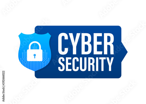 Cyber security vector logo with shield and check mark. Security shield concept. Internet security. Vector illustration.