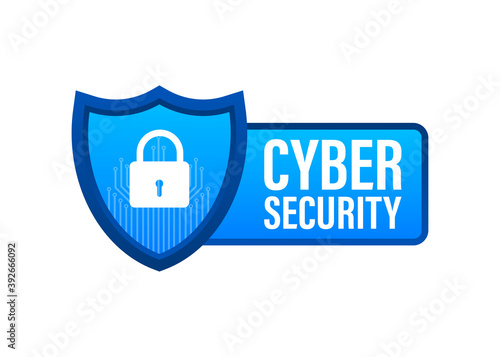 Cyber security vector logo with shield and check mark. Security shield concept. Internet security. Vector illustration.