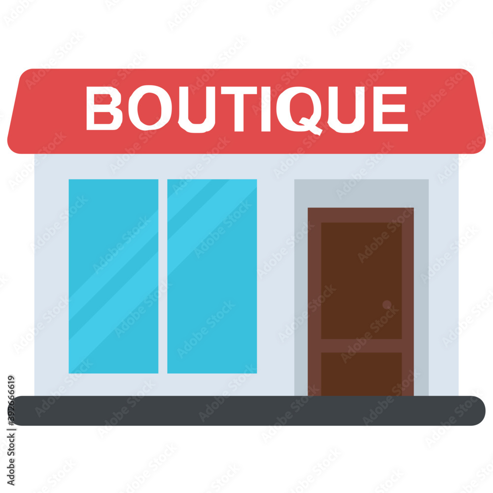 Boutique shop front flat vector icon
Boutique shop front flat vector icon