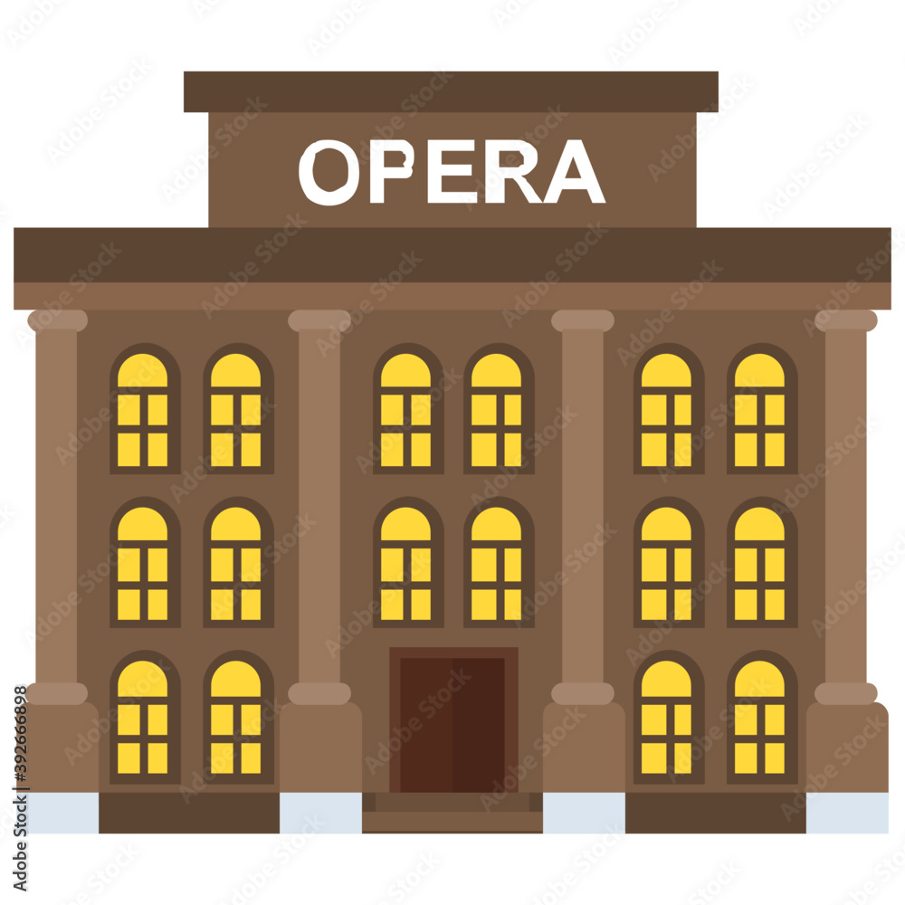 Naklejka premium The opera house entrance icon in flat design 